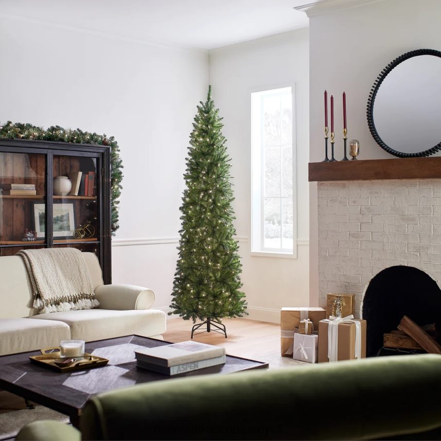 Trees | National Tree Company Artificial Pre-Lit Slim Christmas Tree Green Kingswood Fir White Lights Includes Stand 75 Feet F2L4F35